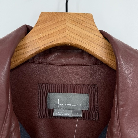 by Anthropologie Fuax Leather Midi Shirt Dress In Brown Size 1X Plus Size - Picture 6 of 15